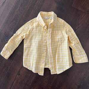 Janie and Jack Yellow Plaid Button Down Shirt